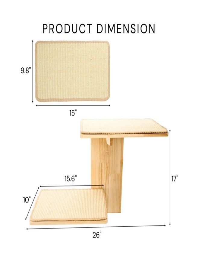 Nagpew Cat Wall Shelves, Wall Mount Adult Cat Tree with 2 Steps 2 Sisal Scratch Mats, Solid Wood Kitten Bed Pet Climber for Indoor Play, Climb, Jump, Nap, Rest - Image 2